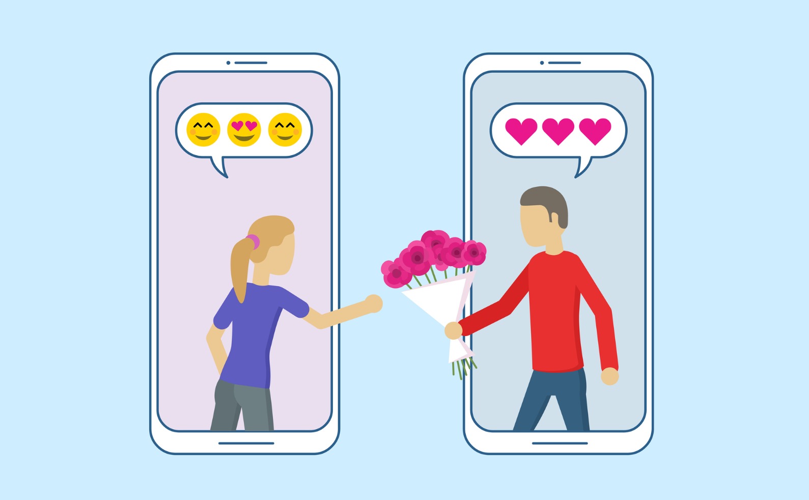 love in social network online dating app relationship man gives a a vector id950874618