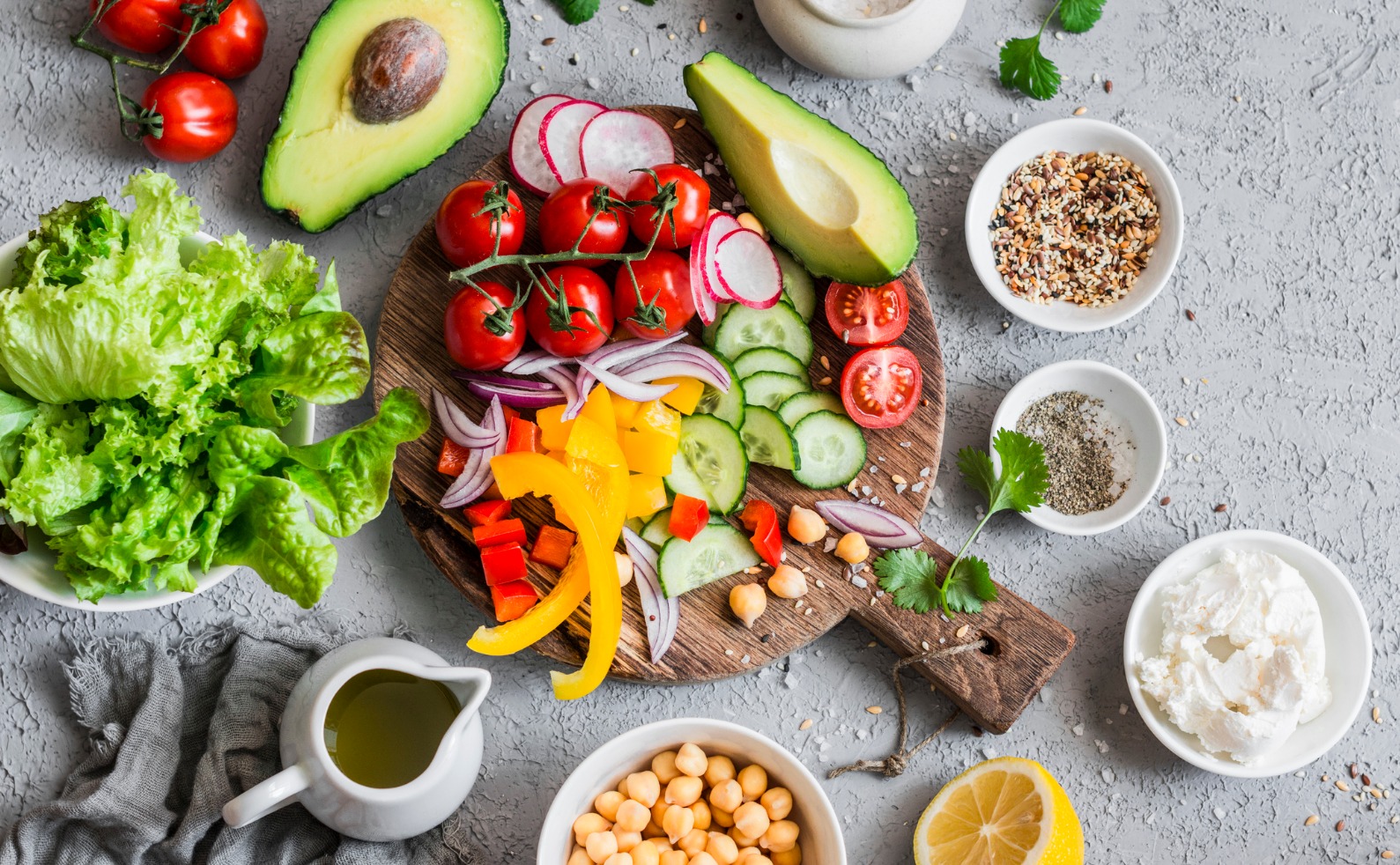 FINALingredients for spring vegetable buddha bowl delicious healthy food picture id656873420